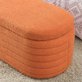 Video Welike Length 45.5 Inchesstorage Ottoman Bench Upholstered Fabric Storage Bench End Of Bed Stool With Safety Hinge For Bedroom, Living Room, Entryway, Orange Teddy. Orange Foam Fabric