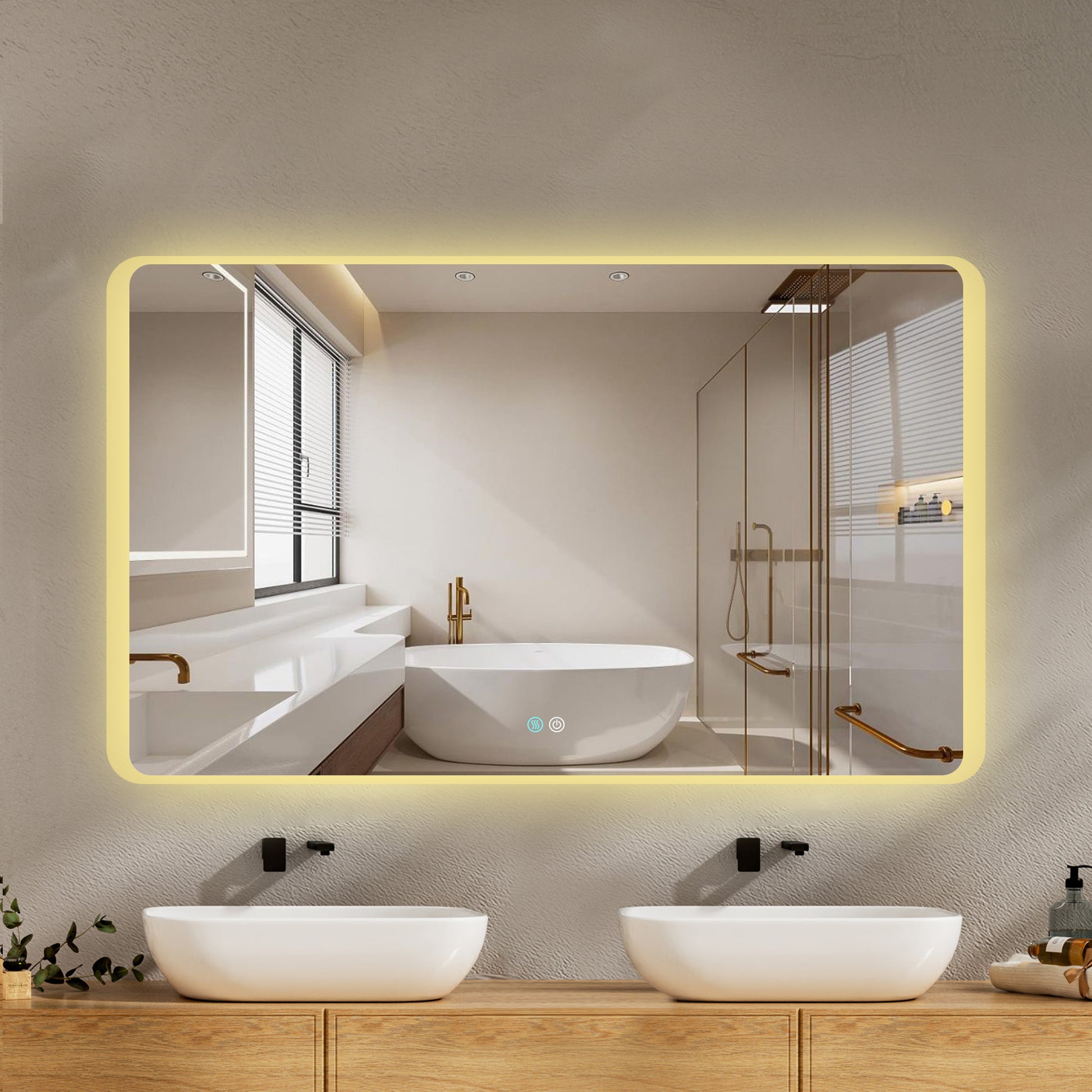 60 x 36 LED Mirror for Bathroom, LED Vanity Mirror natural-modern-glass