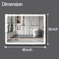 48 X 36 Led Mirror For Bathroom, Led Vanity Mirror, Adjustable 3 Color, Dimmable Vanity Mirror With Lights, Anti Fog, Touch Control Wall Mounted Bathroom Mirror,Vertical Natural Modern Glass