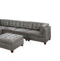 Living Room Furniture Antique Grey Modular Sectional 7Pc Set Tufted Couch 2X Corner Wedge 3X Armless Chairs And 2X Ottoman L Shaped Antique Gray Wood Primary Living Space Tufted Back Contemporary,Modern,Transitional Modular Faux Leather 7 Seat