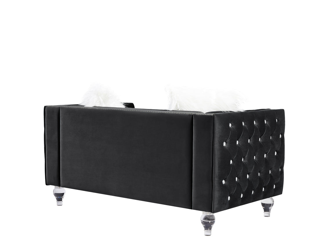 2066 Two Seat Sofa Black Seat Armrest Black Velvet