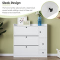 Versatile Shoe Cabinet With 3 Flip Drawers, Maximum Storage Entryway Organizer With Drawer, Free Standing Shoe Rack With Pull Down Seat For Hallway, White Freestanding 3 4 Drawers White Primary Living Space Adjustable Shelves Particle Board