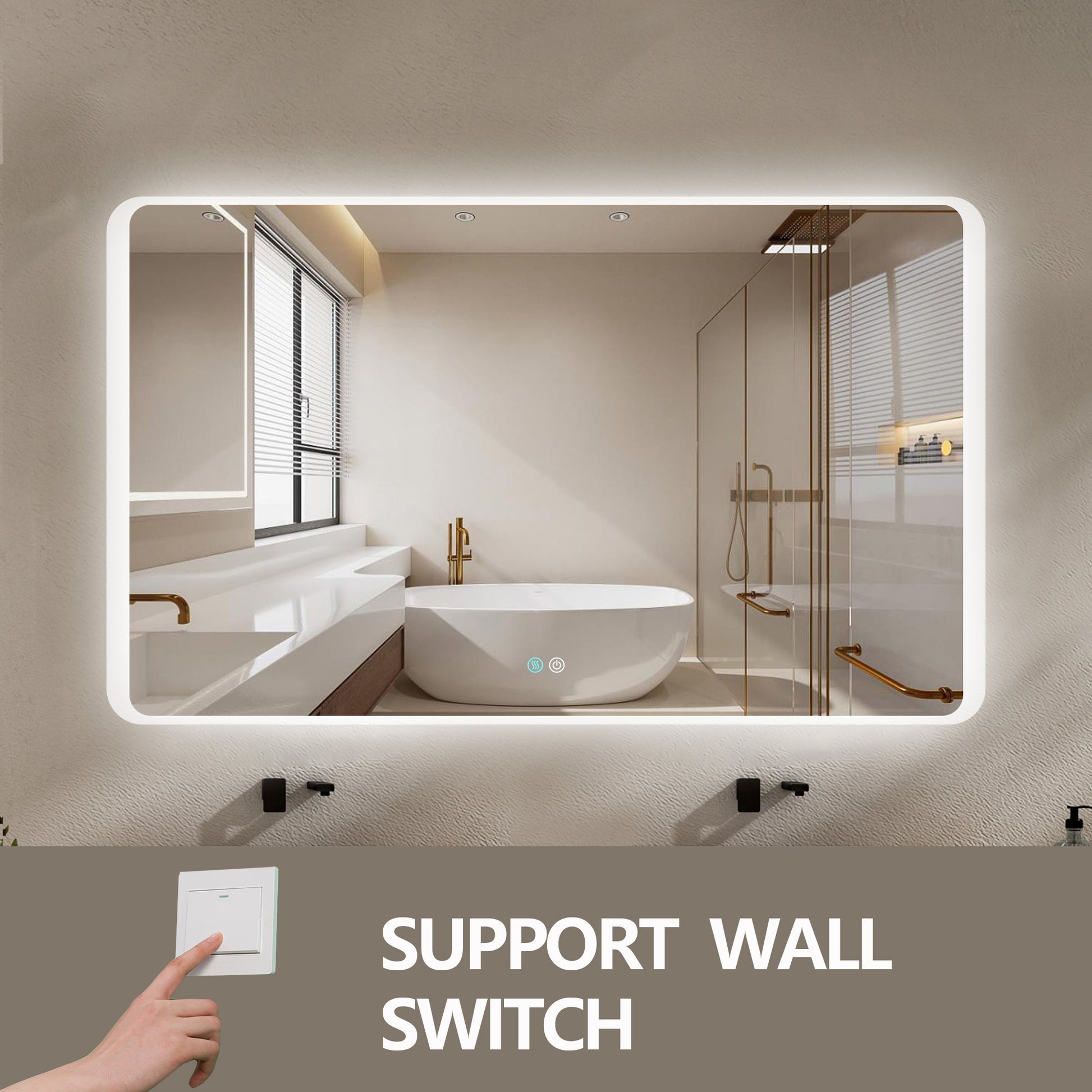 60 x 36 LED Mirror for Bathroom, LED Vanity Mirror natural-modern-glass