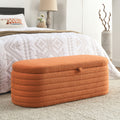 Video Welike Length 45.5 Inchesstorage Ottoman Bench Upholstered Fabric Storage Bench End Of Bed Stool With Safety Hinge For Bedroom, Living Room, Entryway, Orange Teddy. Orange Foam Fabric