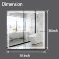 36 X 36 Led Mirror For Bathroom, Led Vanity Mirror, Adjustable 3 Color, Dimmable Vanity Mirror With Lights, Anti Fog, Touch Control Wall Mounted Bathroom Mirror,Vertical Natural Modern Glass