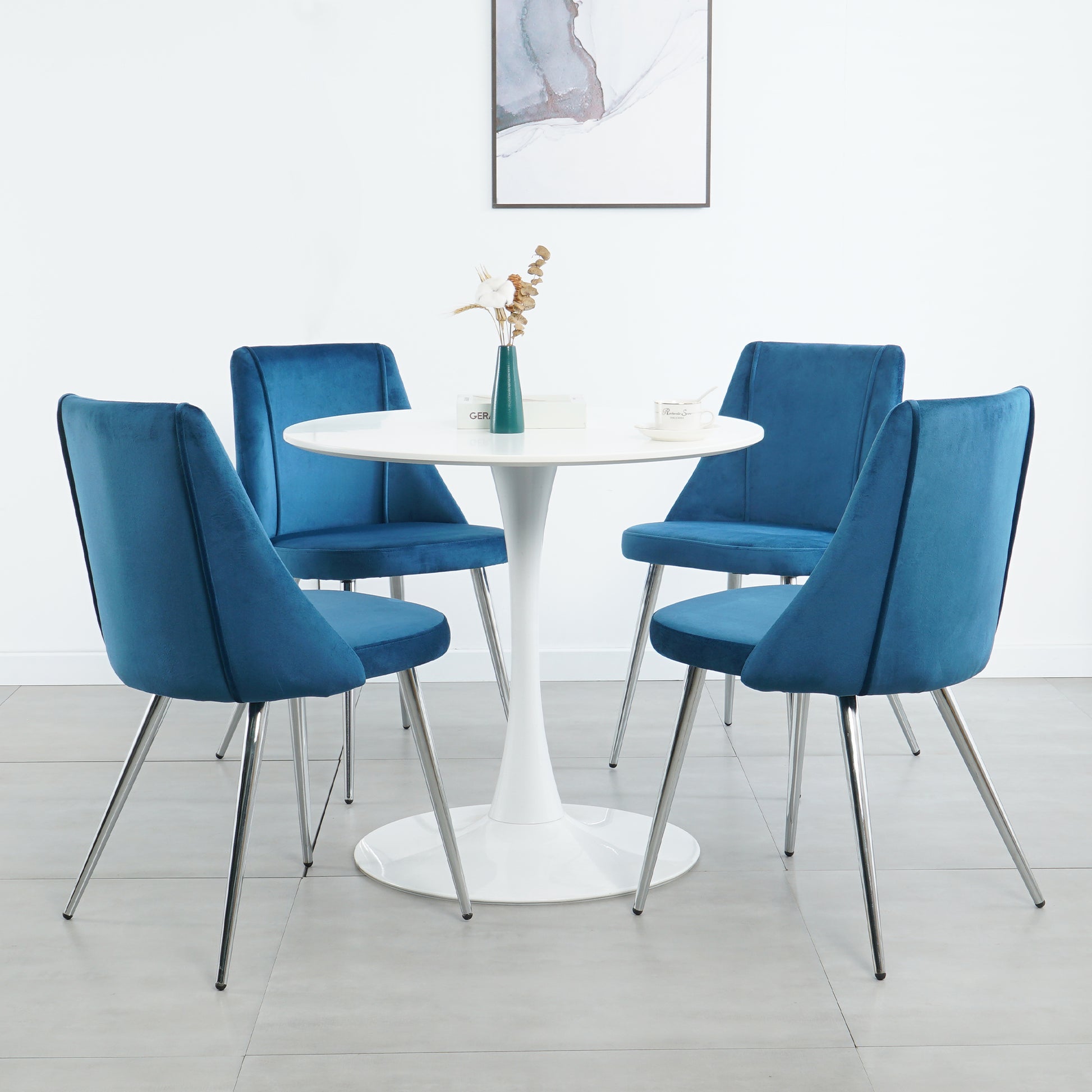 blue velvet dressing table chair Nila Teal Vanity Velvet Upholstered Stool with Solid Wooden Legs 20 in. W x 20.7 in. D x 25.7 in. H