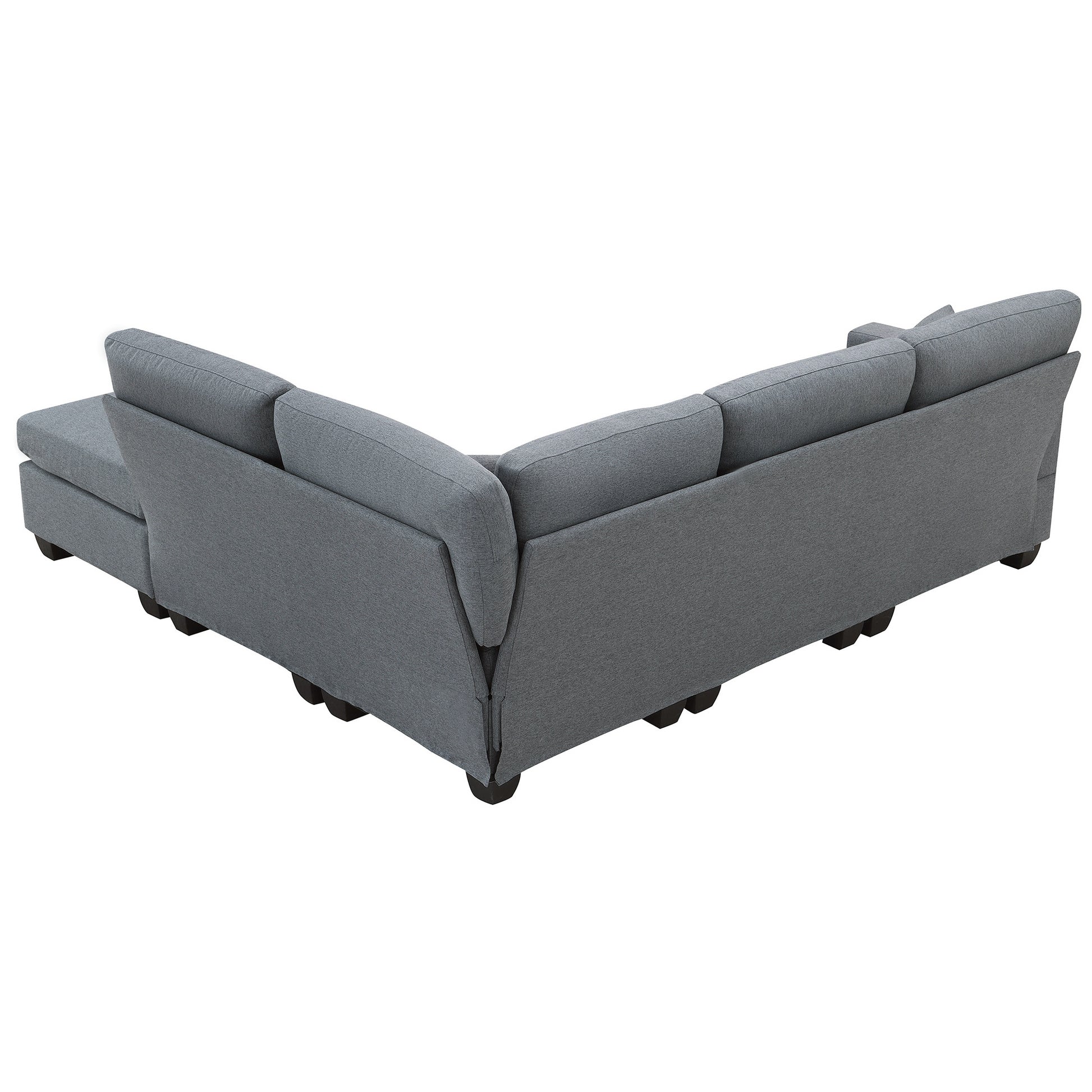 89.8*60.2" Modern Sectional Sofa,5 Seat Modular Couch Set With Convertible Ottoman,L Shape Linen Fabric Corner Couch Set With 2 Pillows For Living Room,Apartment,Office, 3 Colors Dark Grey Linen