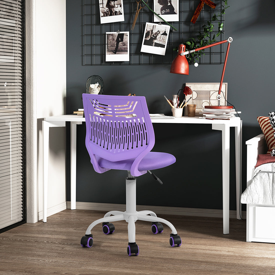 Plastic Task Chair Office Chair Purple purple-office-cotton-dry clean-solid