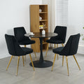 Modern Simple Velvet Dining Black Chair Home Bedroom Stool Back Dressing Chair Student Desk Chair Gold Metal Legs Set Of 4 Metal Black Velvet