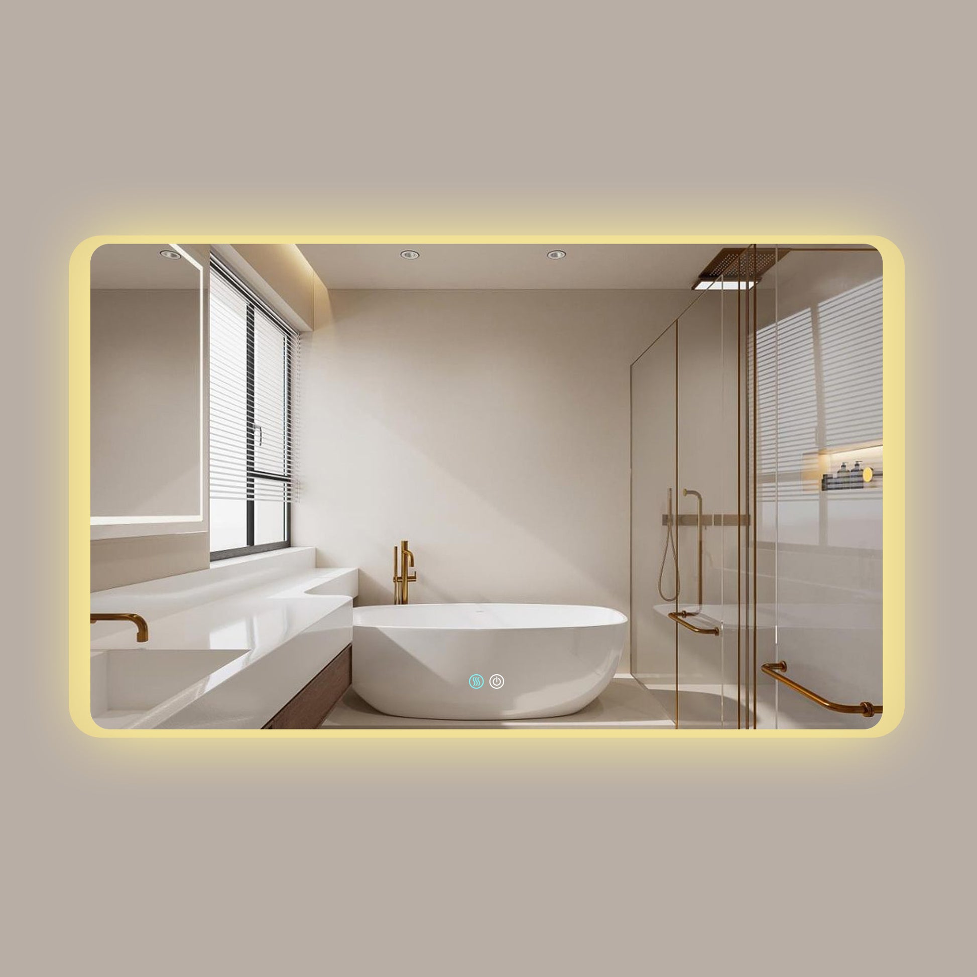 60 x 36 LED Mirror for Bathroom, LED Vanity Mirror natural-modern-glass