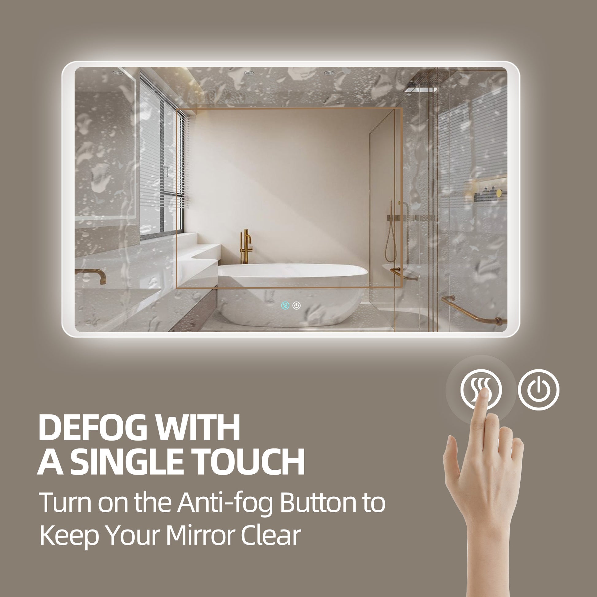 60 x 36 LED Mirror for Bathroom, LED Vanity Mirror natural-modern-glass