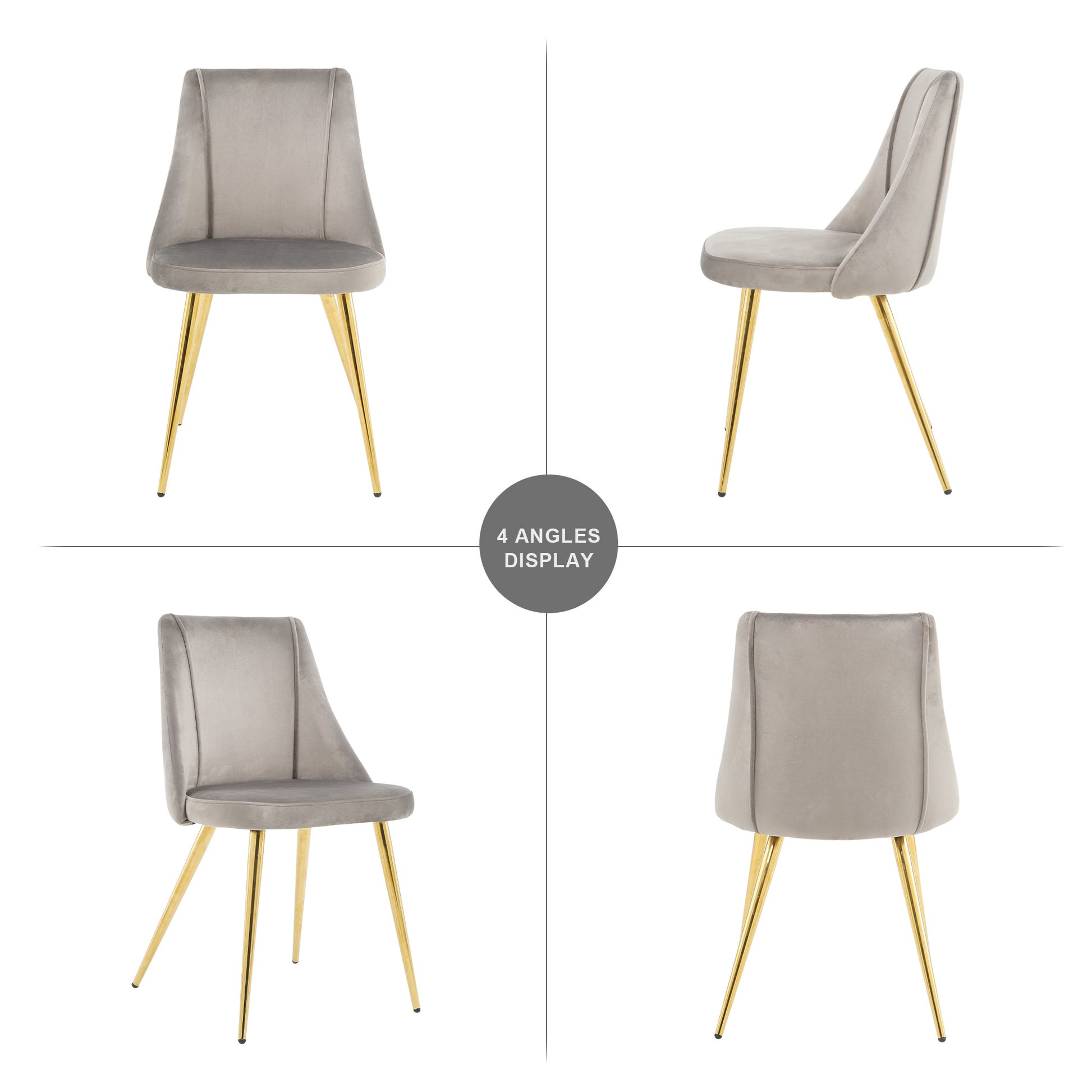 Modern Simple Light Luxury Dining Grey Chair Home Bedroom Stool Back Dressing Chair Student Desk Chair Gold Metal Legs Set Of 4 Metal Grey Velvet