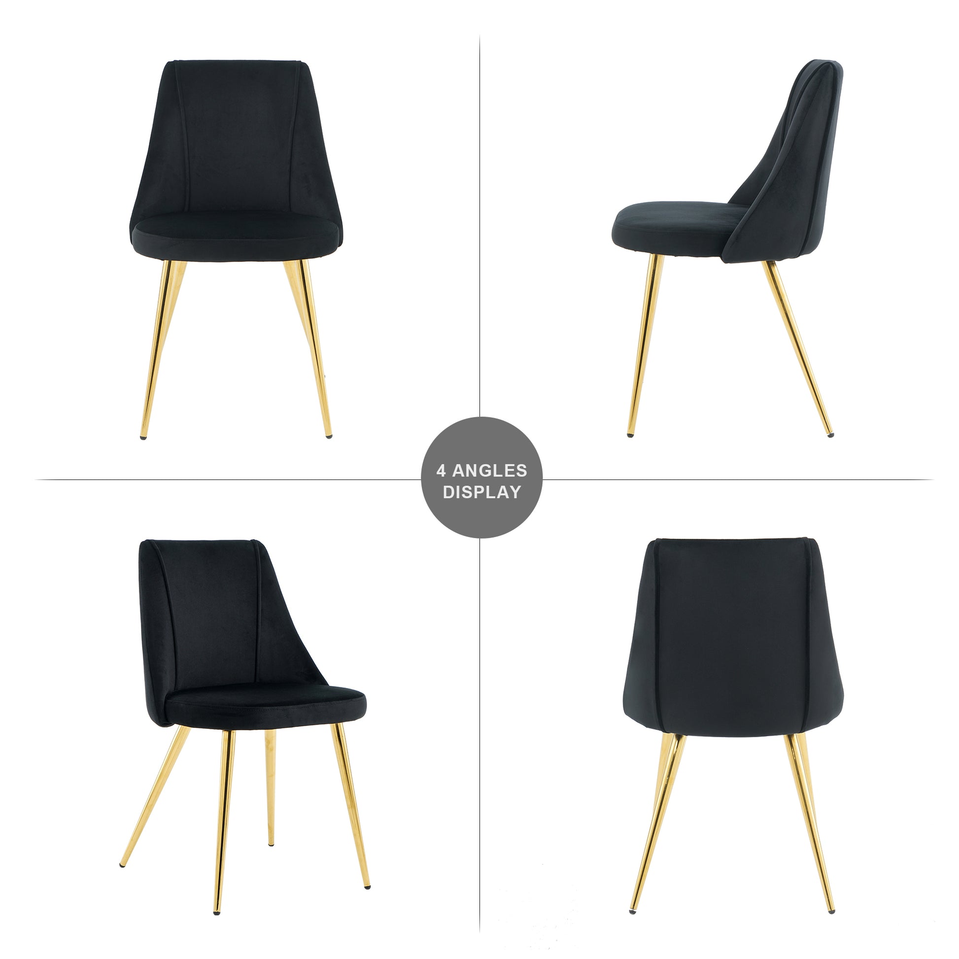 Modern Simple Velvet Dining Black Chair Home Bedroom Stool Back Dressing Chair Student Desk Chair Gold Metal Legs Set Of 4 Metal Black Velvet
