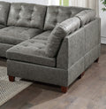 Living Room Furniture Antique Grey Modular Sectional 7Pc Set Tufted Couch 2X Corner Wedge 4X Armless Chairs And 1X Ottoman U Shaped Antique Gray Wood Primary Living Space Tufted Back Contemporary,Modern,Transitional Modular Faux Leather 7 Seat