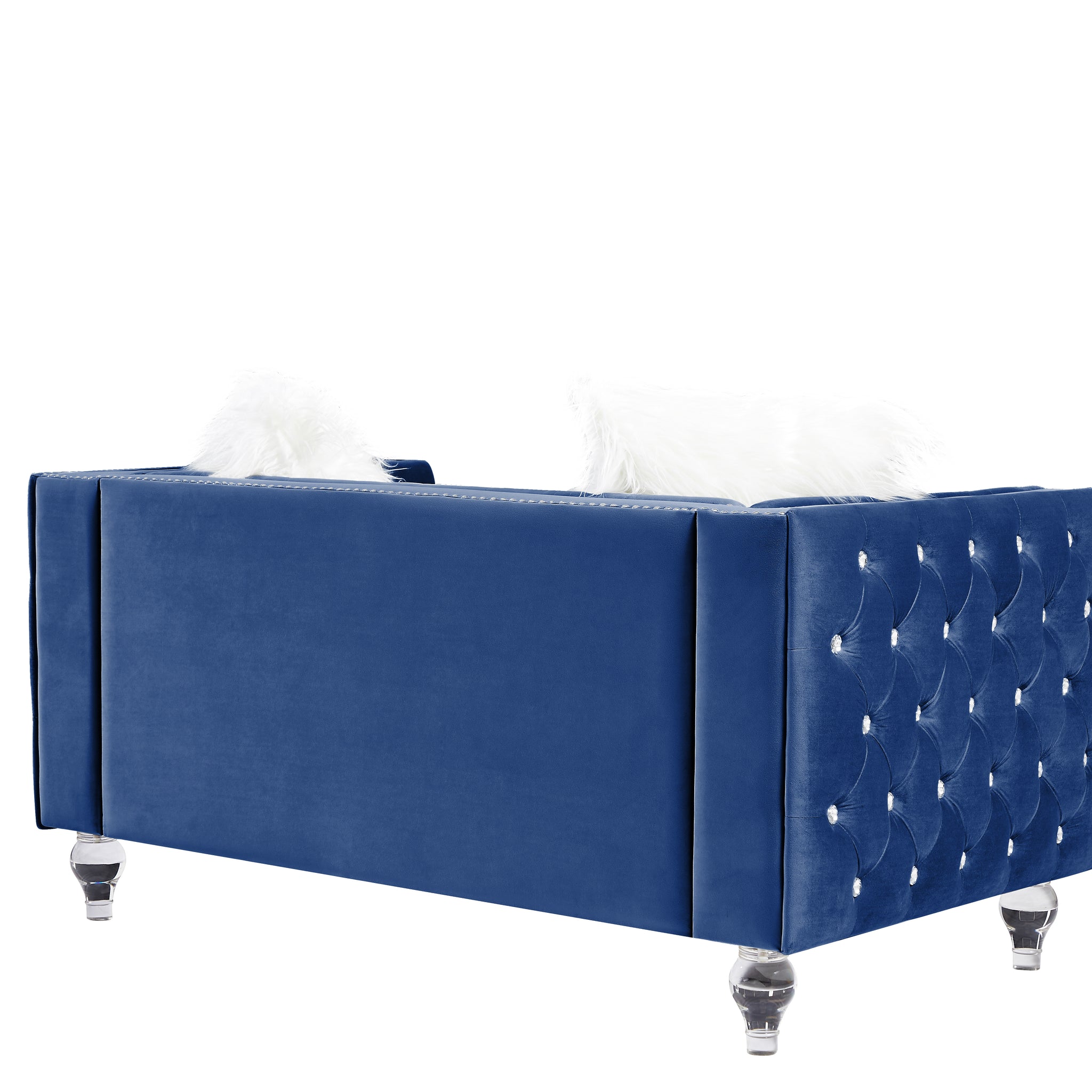 2066 Double Sofa Navy Blue Seat Armrest Navy Blue Velvet