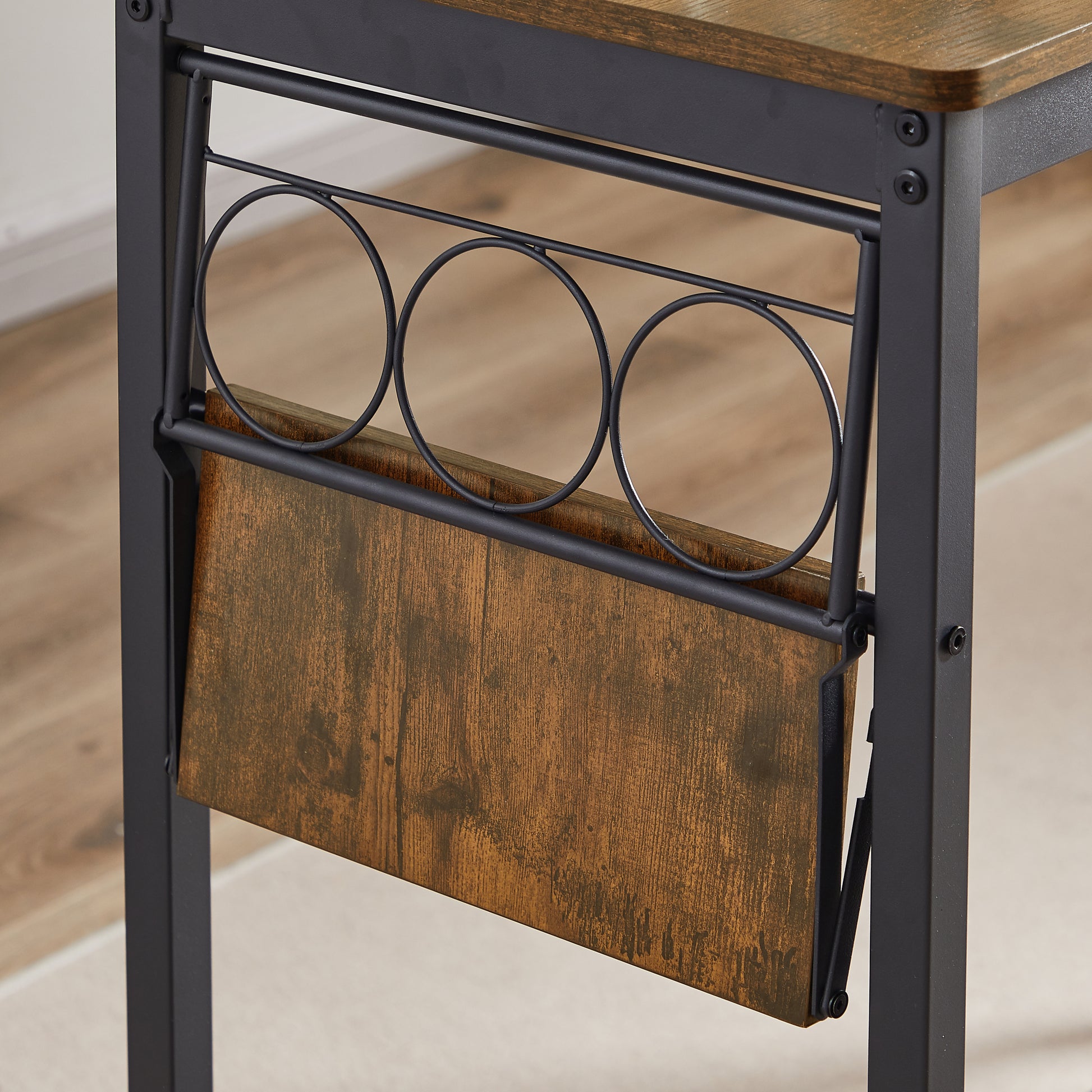 Bar Table Set With Wine Bottle Storage Rack. Rustic Brown,47.24'' L X 15.75'' W X 35.43'' H. Rustic Brown Particle Board