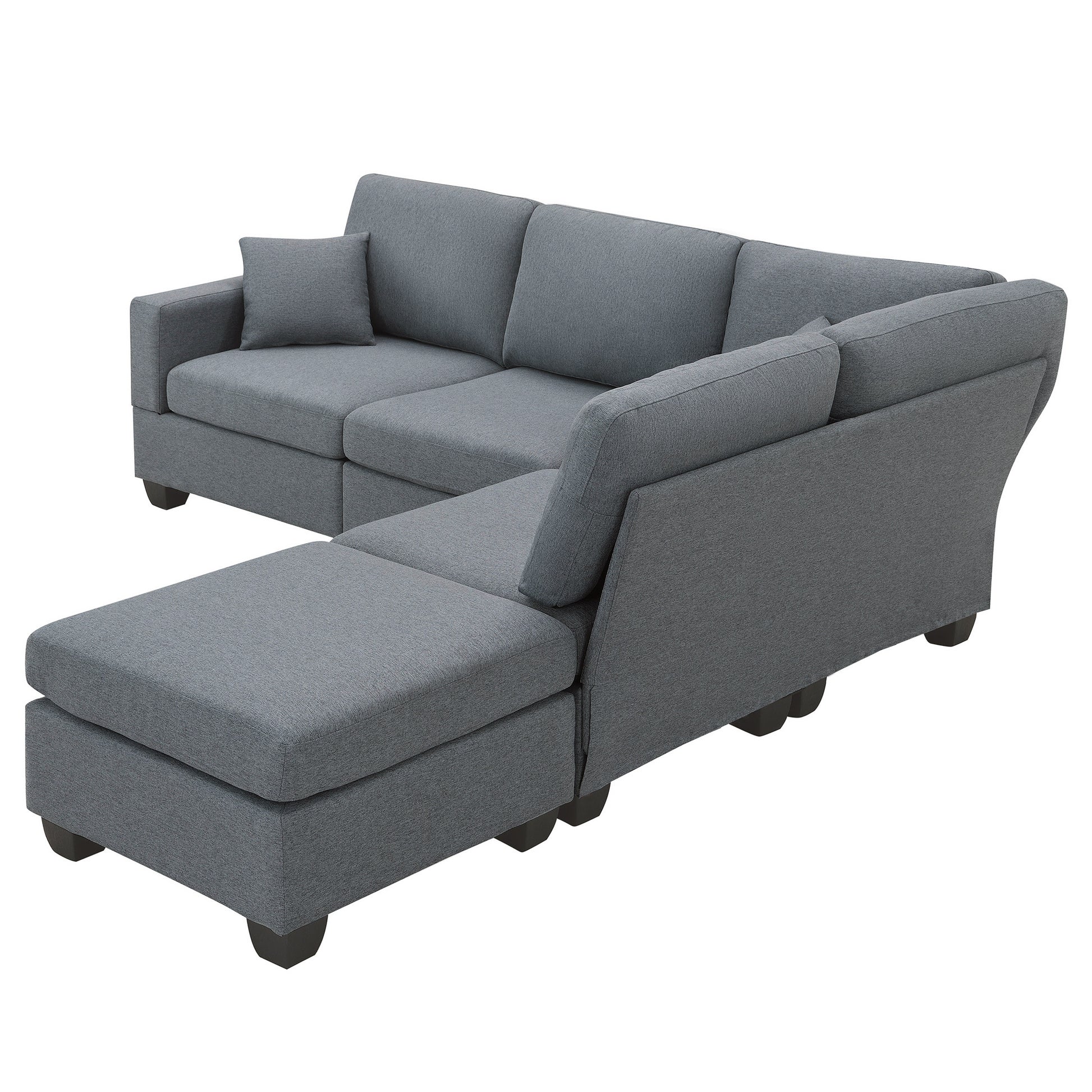 89.8*60.2" Modern Sectional Sofa,5 Seat Modular Couch Set With Convertible Ottoman,L Shape Linen Fabric Corner Couch Set With 2 Pillows For Living Room,Apartment,Office, 3 Colors Dark Grey Linen