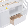 Twin Bed, Solid Wood Twin Size Low Loft Bed With Stair, Drawer, And Shelf Of White Color Twin White Pine