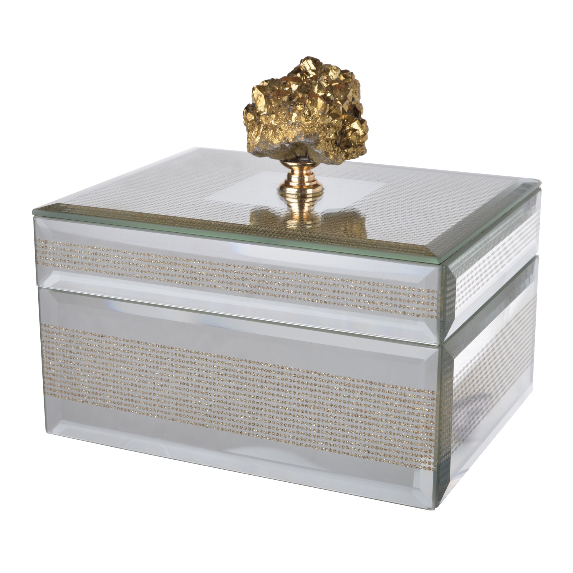 6" X 5" X 5.5" Sullivan Striped Decorative Box, Stackable Decorative Storage Boxes With Lids Silver Mdf Glass