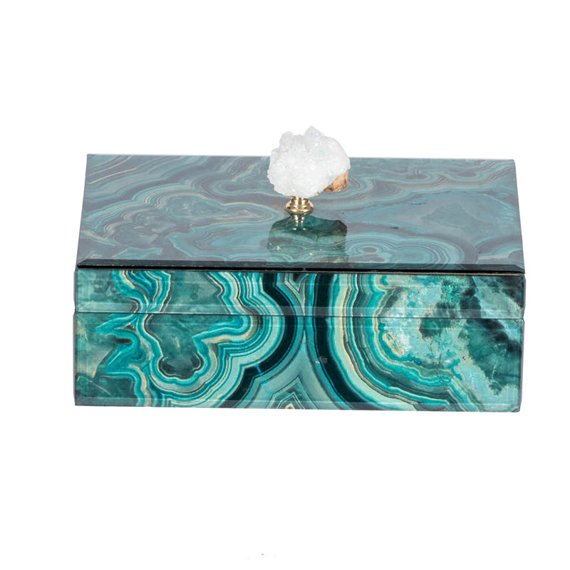 10" X 7" X 5" Bethany Marbled Jewelry Box, Stackable Decorative Storage Boxes With Lids Colorful Mdf Glass