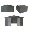 Backyard Storage Shed 11' X 12.5' With Galvanized Steel Frame & Windows, Outdoor Garden Shed Metal Utility Tool Storage Room With Lockable Door For Patio Dark Gray Dark Gray Metal