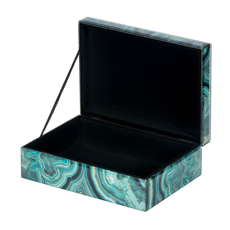 10" X 7" X 5" Bethany Marbled Jewelry Box, Stackable Decorative Storage Boxes With Lids Colorful Mdf Glass