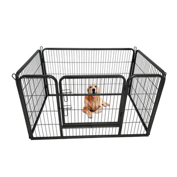 Dog Playpen Designed For Camping, Yard28" Height For Medium Small Dogs, 4Panels Antique Gray Steel