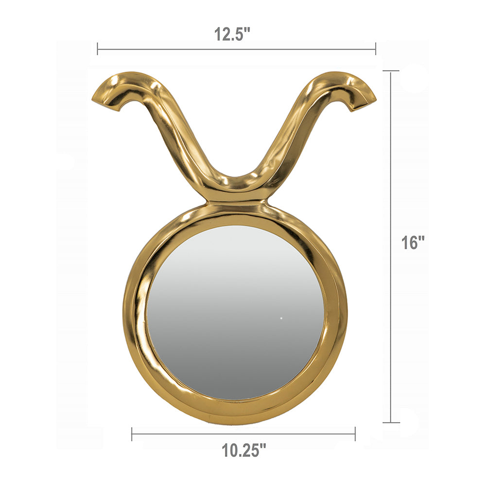 12.5" x 16" Modern Gold Round Mirror with