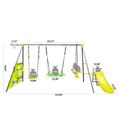 Xns052 Green And Blue Interesting Six Function Swingset With Net Swing Metal Plastic Safe Swing Set 440Lbs For Outdoor Playground For Age 3 With 31.5In Net Swing Green Steel