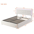 Queen Size Tufted Upholstered Platform Bed With Hydraulic Storage System,Pu Storage Bed With Led Lights,White White Pu