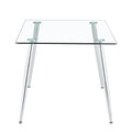 Modern Minimalist Rectangular Glass Dining Table, 0.4 Inch Thick Transparent Tempered Glass Tabletop And Silver Metal Legs, Suitable For Kitchens, Restaurants, And Living Rooms 63