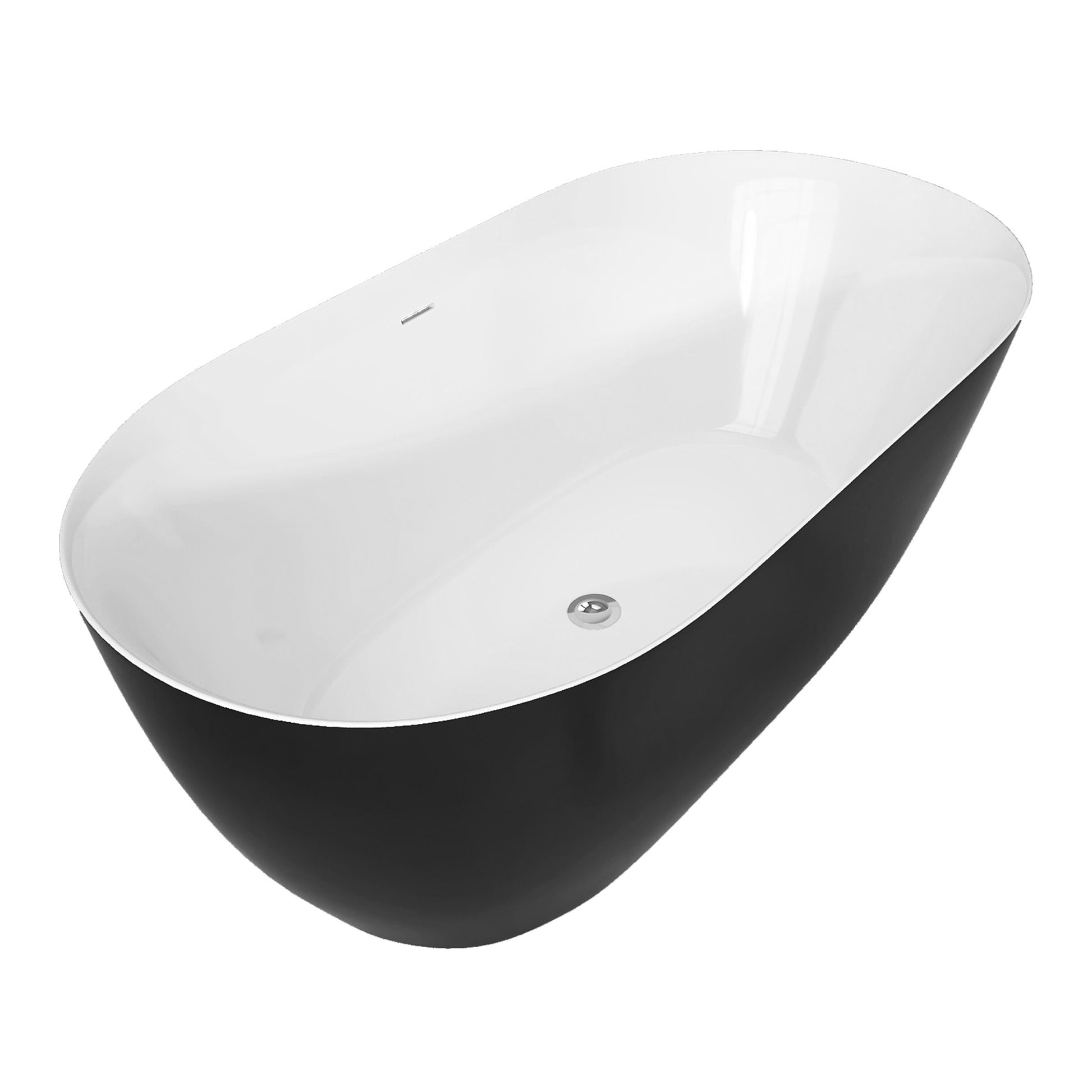 51" Acrylic Free Standing Tub Classic Oval Shape Soaking Tub Adjustable Freestanding Bathtub With Integrated Slotted Overflow And Chrome Pop Up Drain Anti Clogging Matte Black Matte Black Oval Bathroom Freestanding Tubs Polished Less Than 59 In Modern