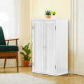 Bathroom Storage Cabinet Freestanding Wooden Floor Cabinet With Adjustable Shelf And Double Door White White Mdf