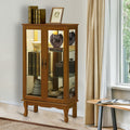 Curio Cabinet Lighted Curio Diapaly Cabinet With Adjustable Shelves And Mirrored Back Panel, Tempered Glass Doors Oak, 3 Tier , E26 Light Bulb Not Included Oak Mdf