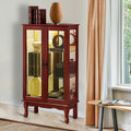 Curio Cabinet Lighted Curio Diapaly Cabinet With Adjustable Shelves And Mirrored Back Panel, Tempered Glass Doors Cherry, 3 Tier , E26 Light Bulb Not Included Cherry Mdf