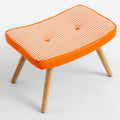 Wooden Step Ottoman,Wooden Step Stool For Adults,Square Cushion Foot Stool,Small Stool With Non Slip Pad,Wood Stool Suitable For Bedroom, Living Room And Kitchen Orange Orange Foam Cotton Linen