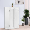 Bathroom Storage Cabinet Freestanding Wooden Floor Cabinet With Adjustable Shelf And Double Door White White Mdf