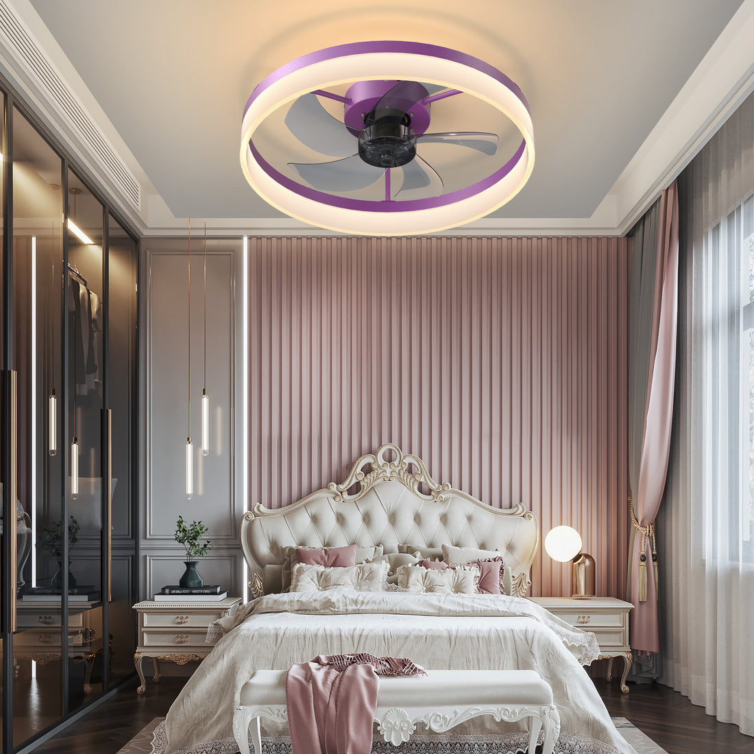 Ceiling Fans With Lights Dimmable Led Embedded Installation Of Thin Modern Ceiling Fans Purple Purple Modern Abs