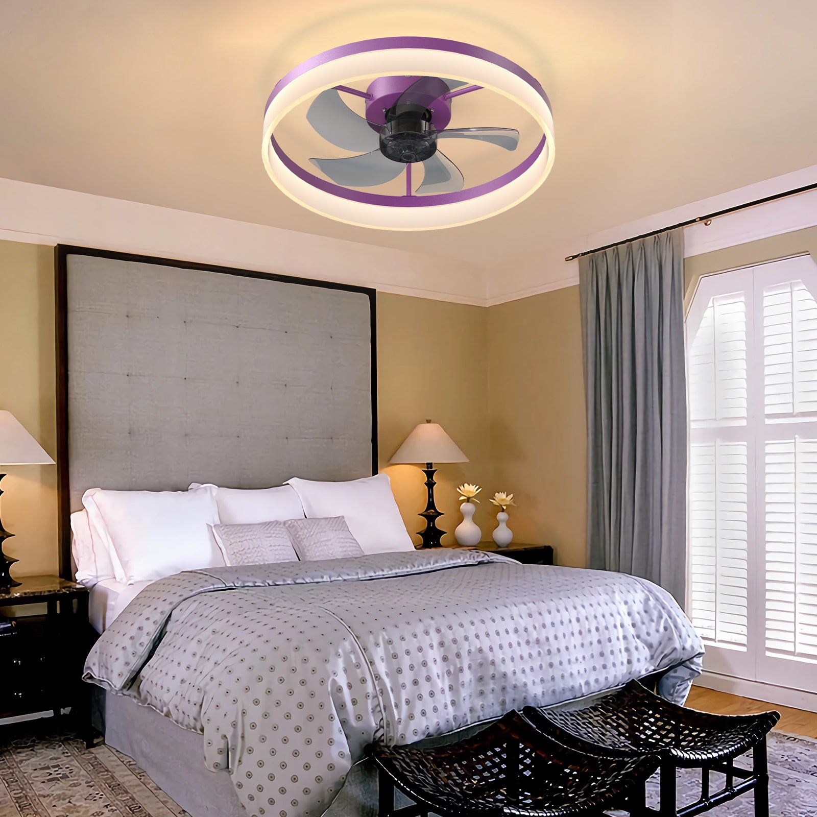 Ceiling Fans With Lights Dimmable Led Embedded Installation Of Thin Modern Ceiling Fans Purple Purple Modern Abs