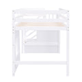 Twin Size Loft Bed With Storage Staircase And Window, White Box Spring Not Required Twin White Wood Bedroom Solid Wood Mdf