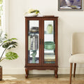 Curio Cabinet Lighted Curio Diapaly Cabinet With Adjustable Shelves And Mirrored Back Panel, Tempered Glass Doors Walnut, 3 Tier , E26 Light Bulb Not Included Walnut Mdf