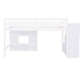 Twin Size Loft Bed With Storage Staircase And Window, White Box Spring Not Required Twin White Wood Bedroom Solid Wood Mdf