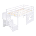 Twin Size Loft Bed With Storage Staircase And Window, White Box Spring Not Required Twin White Wood Bedroom Solid Wood Mdf