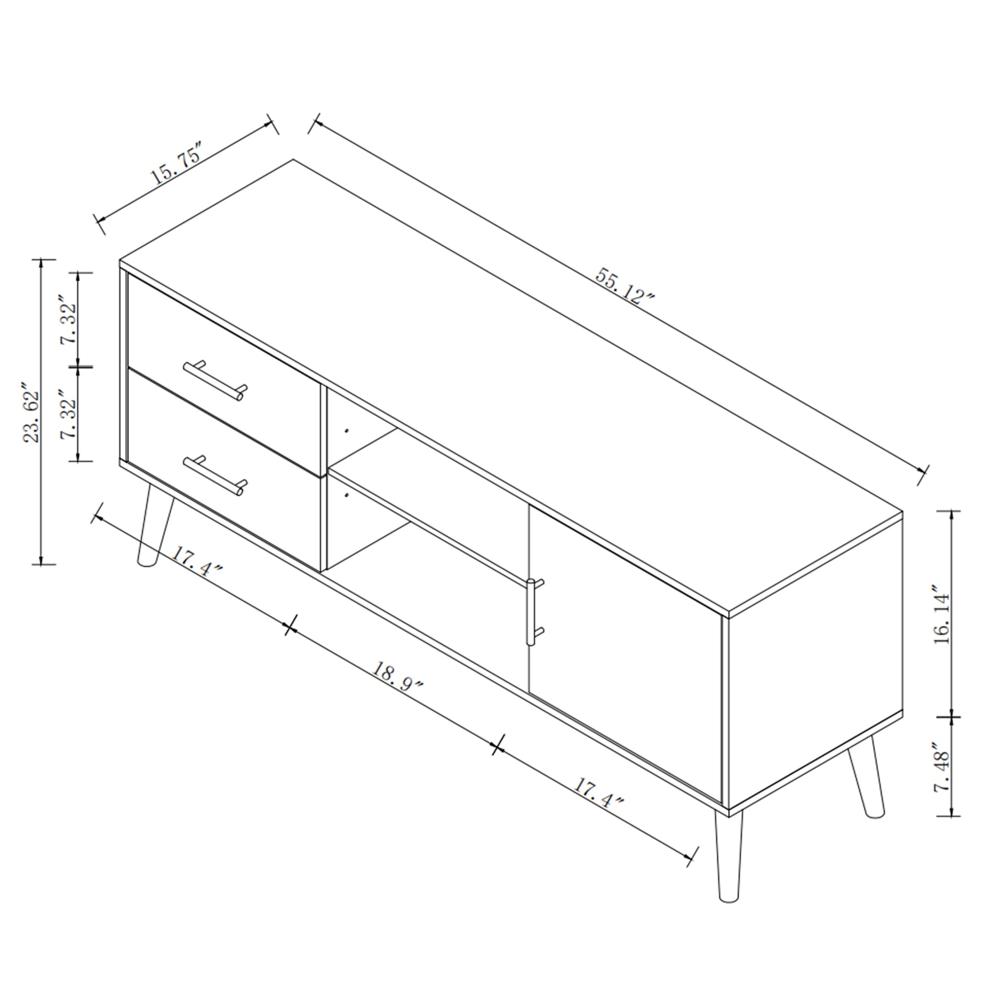 55" Tv Stand Walnut Mdf