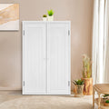 Bathroom Storage Cabinet Freestanding Wooden Floor Cabinet With Adjustable Shelf And Double Door White White Mdf