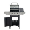 Propane Grill 3 Burner Barbecue Grill Stainless Steel Gas Grill With Side Burner, 37,000 Btu Outdoor Cooking, Patio, Garden Barbecue Grill, Black And Silver Silver Stainless Steel