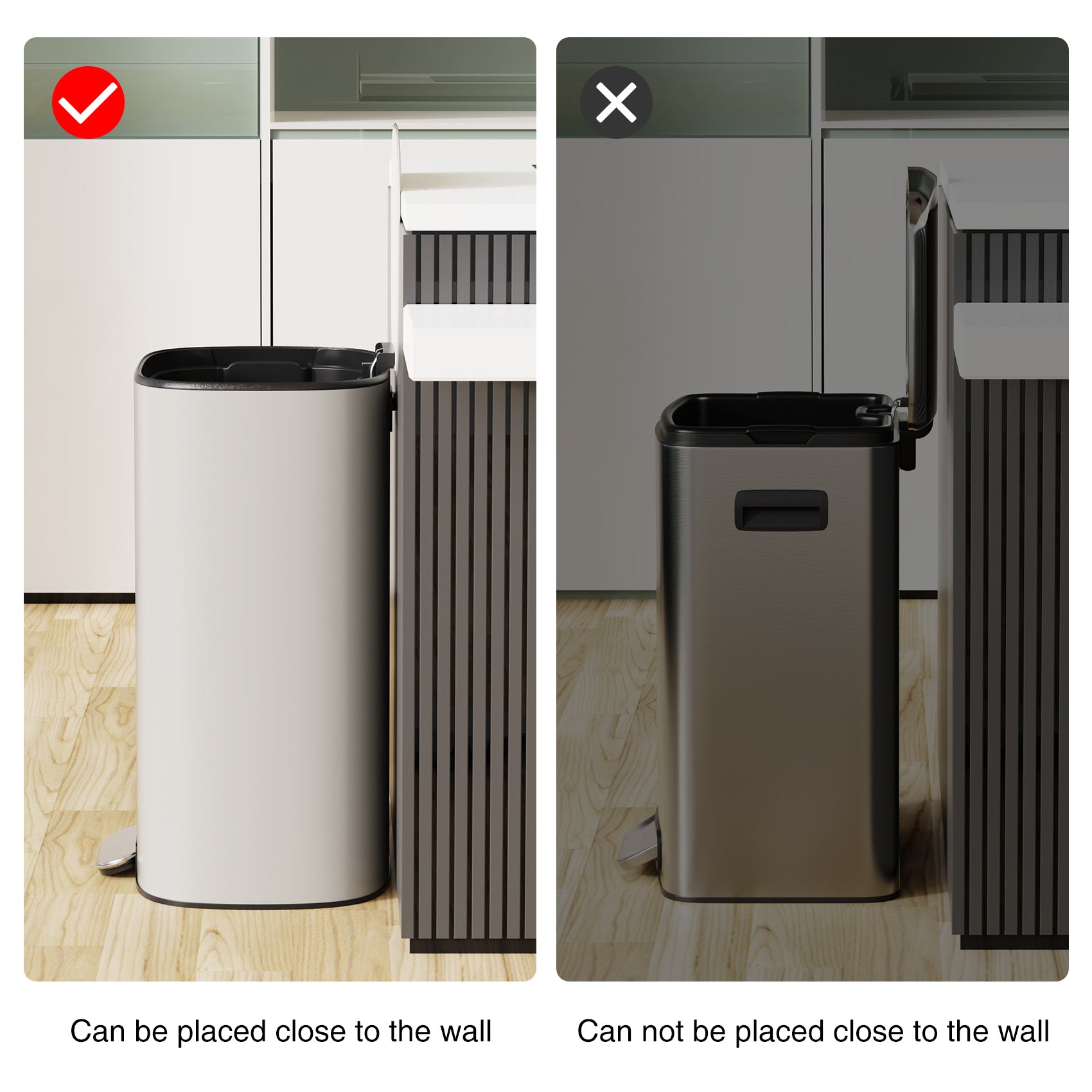 13 Gallon 50L Kitchen Foot Pedal Operated Soft Close Trash Can Stainle