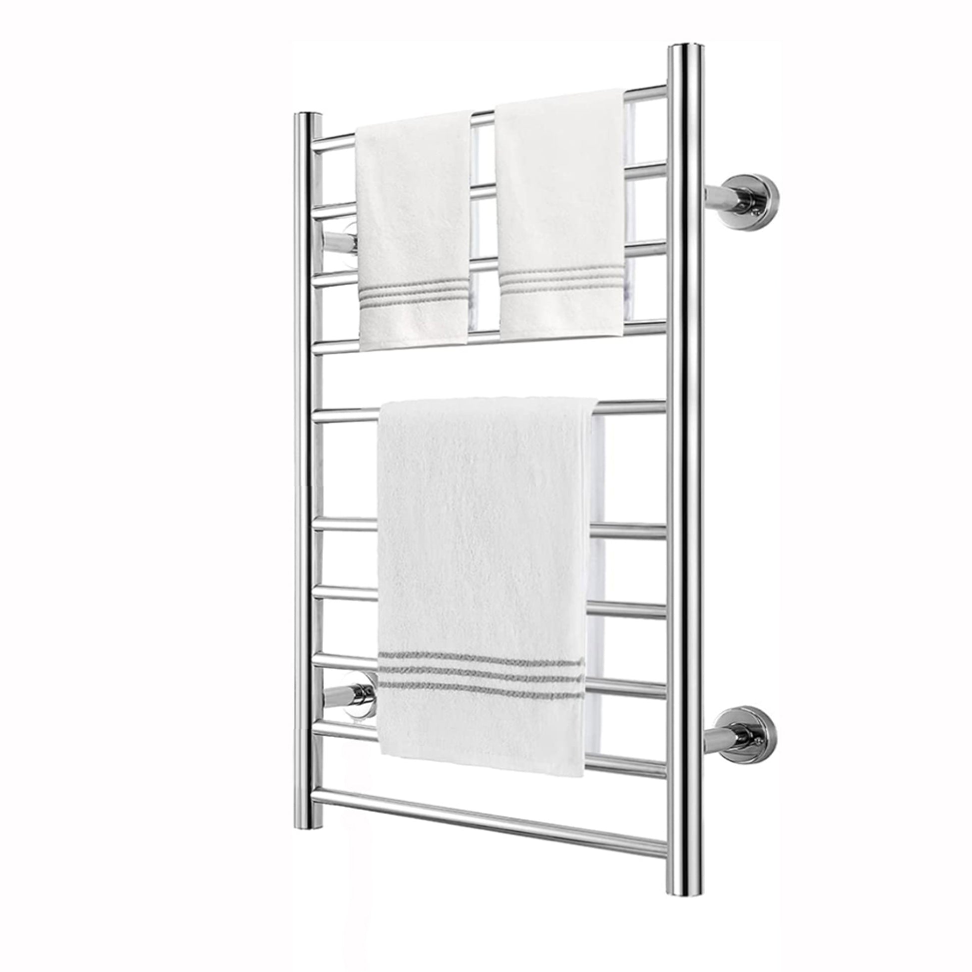 Electric Heated Towel Rack For Bathroom, Wall Mounted Towel Warmer, 10 Stainless Steel Bars Drying Rack Silver Bathroom Aluminium