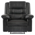 Leather Massage Recliner Chair, Manual Living Room Reclining Sofa Black Faux Leather Manual Handle Metal Primary Living Space Soft Cushion Back Heavy Duty American Traditional,Antique,Classic,Luxury,Mid Century Modern Pillow Top Arms Foam Pu Leather