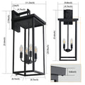 4 Light Black Outdoor Wall Light Black Modern Glass Iron